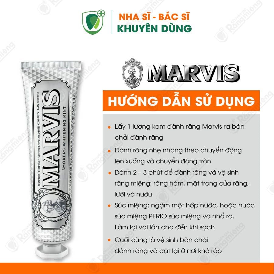 Kem đánh răng Marvis Classic 85ml - Smoker Whitening Mint 85ml (màu trắng)