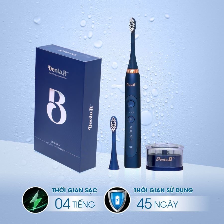Bàn Chải Điện Denta.B Pro 9 Cấp Độ - Sạch Sâu Êm Nướu CHUẨN CHÂU ÂU Bảo Hành 12 tháng
