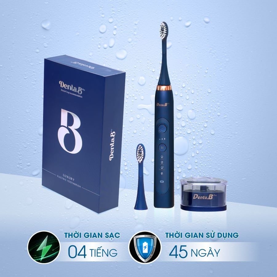 Bàn Chải Điện Denta.B Pro 9 Cấp Độ - Sạch Sâu Êm Nướu CHUẨN CHÂU ÂU Bảo Hành 15 tháng