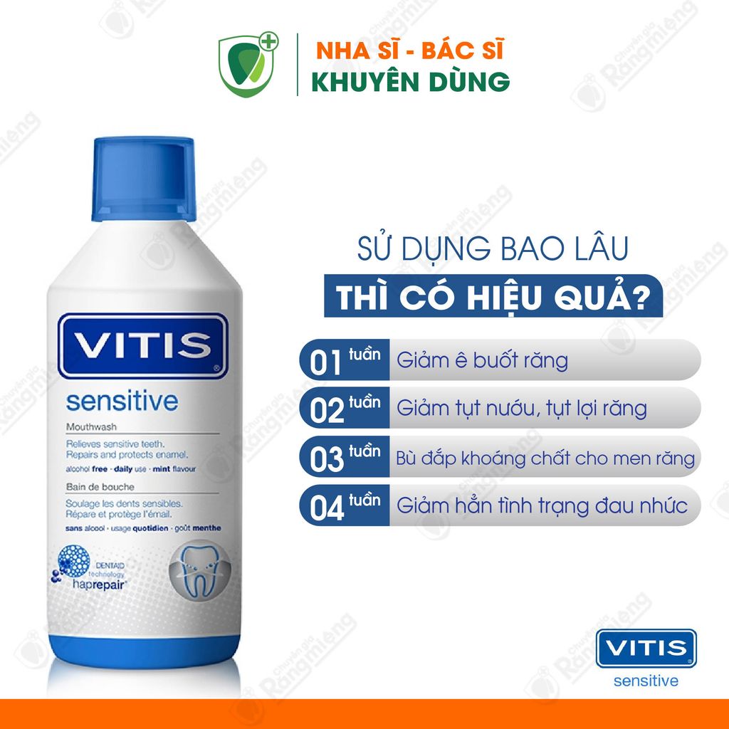 Nước súc miệng Vitis Sensitive ngăn ngừa ê buốt cho răng nhạy cảm