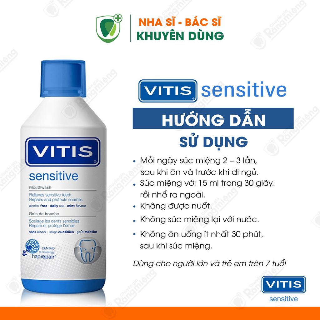 Nước súc miệng Vitis Sensitive ngăn ngừa ê buốt cho răng nhạy cảm