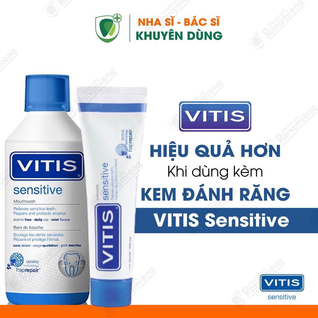 Nước súc miệng Vitis Sensitive ngăn ngừa ê buốt cho răng nhạy cảm