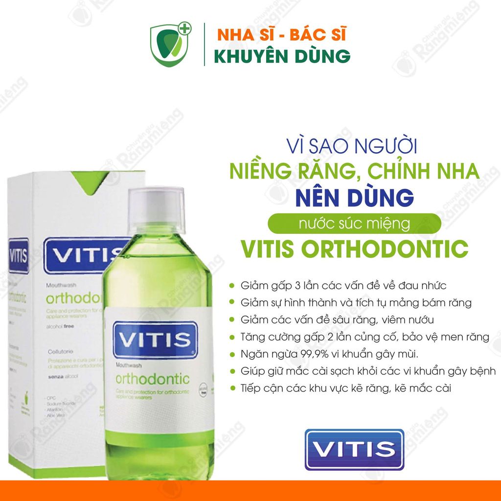 Nước súc miệng cho người mang khí cụ chỉnh nha Vitis Orthodontic