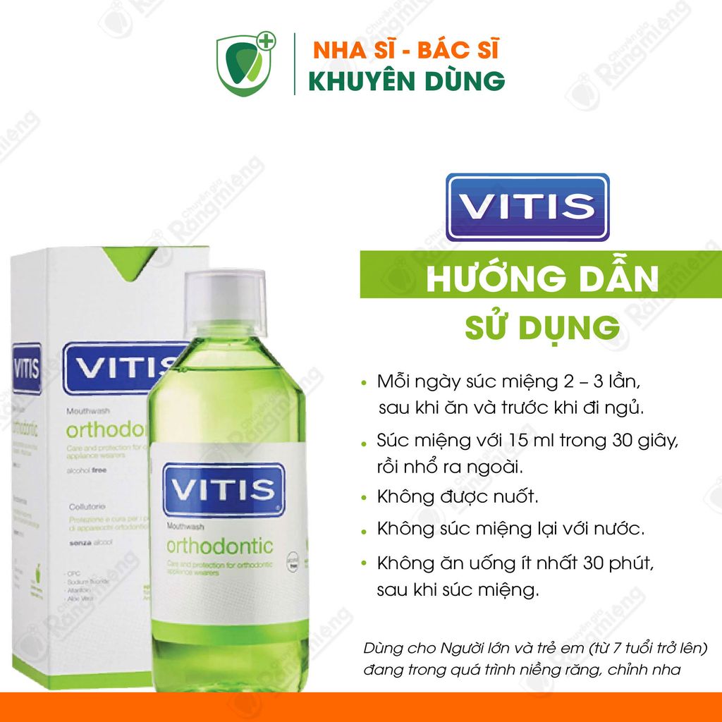 Nước súc miệng cho người mang khí cụ chỉnh nha Vitis Orthodontic