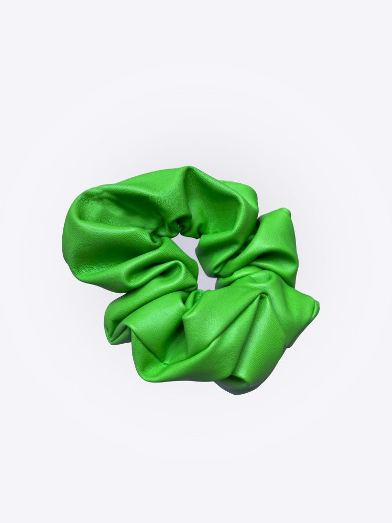 Green Leather Scrunchie