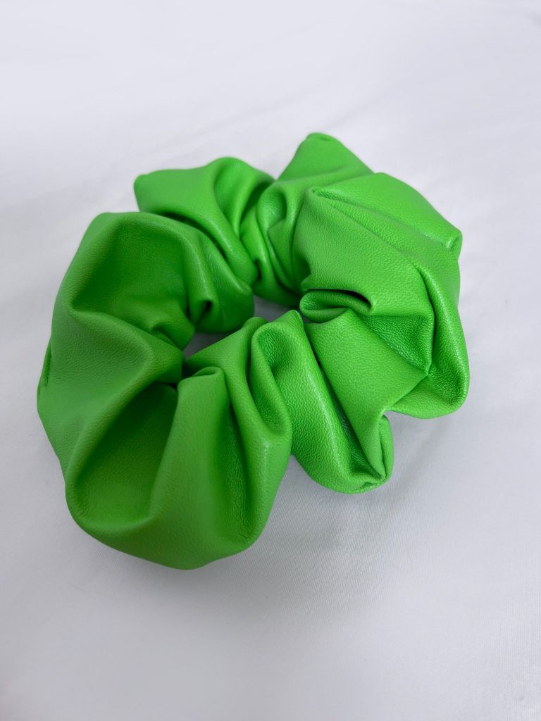 Green Leather Scrunchie