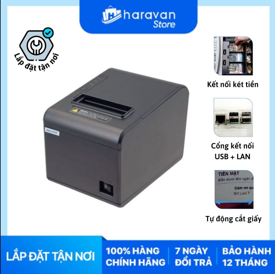  Máy in hóa đơn bán hàng Richta R200EU khổ 80mm (Máy in nhiệt) 