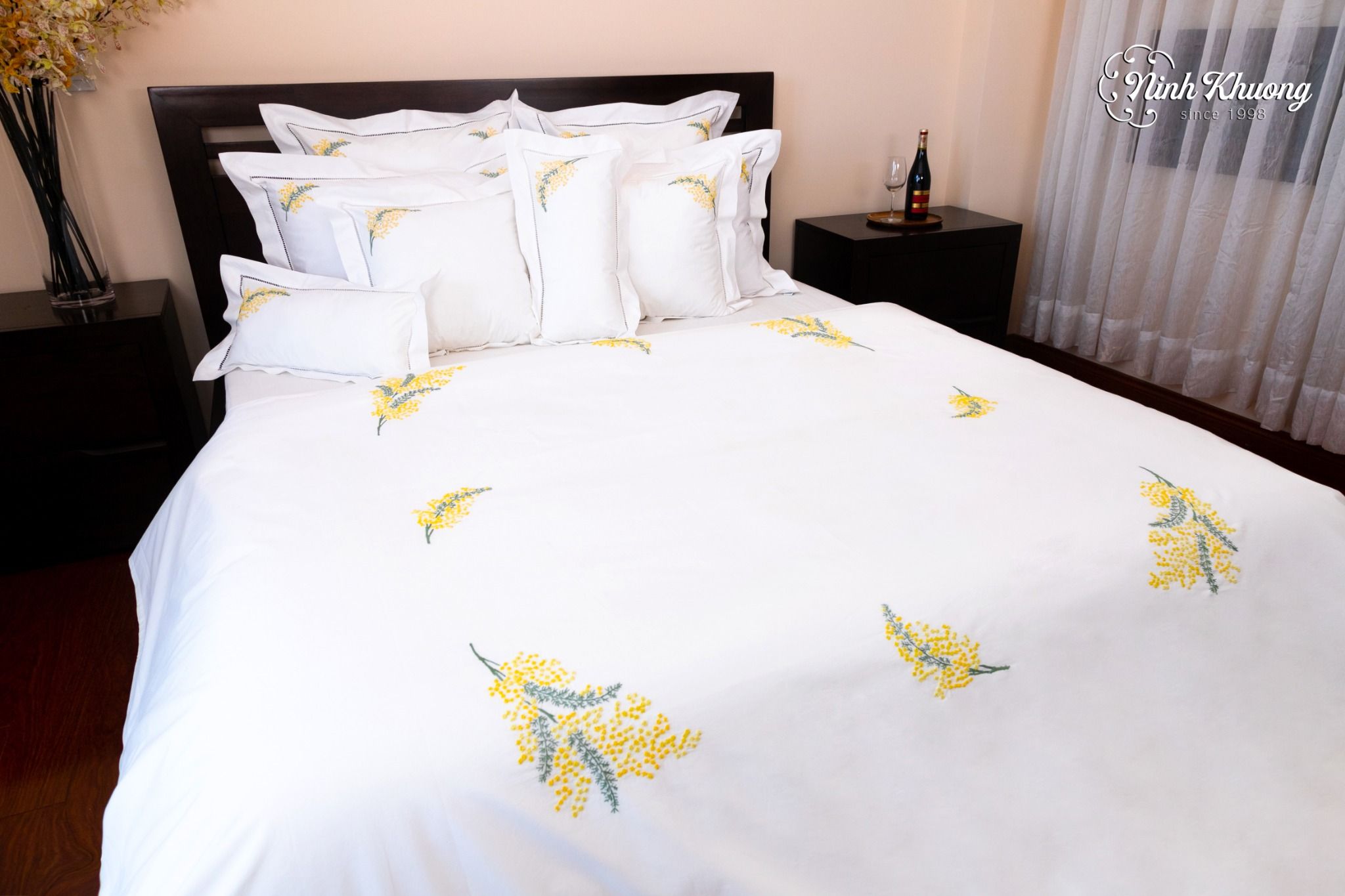  Set Bộc mền,Ga,Gối giường đôi/-Mimosa vàng 