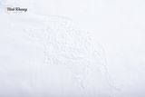  Khăn bàn tròn 4k - 150cm Viên gạch cúc mai bọ đẹp trắng 