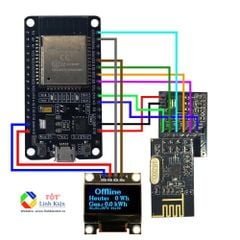 Combo OpenDTU / AhoyDTU Đọc Dữ Liệu Biến Tần Hoymiles DIY Màn hình OLED + ESP32 + NRF24L01+ Đế chuyển nguồn + Dây Nối