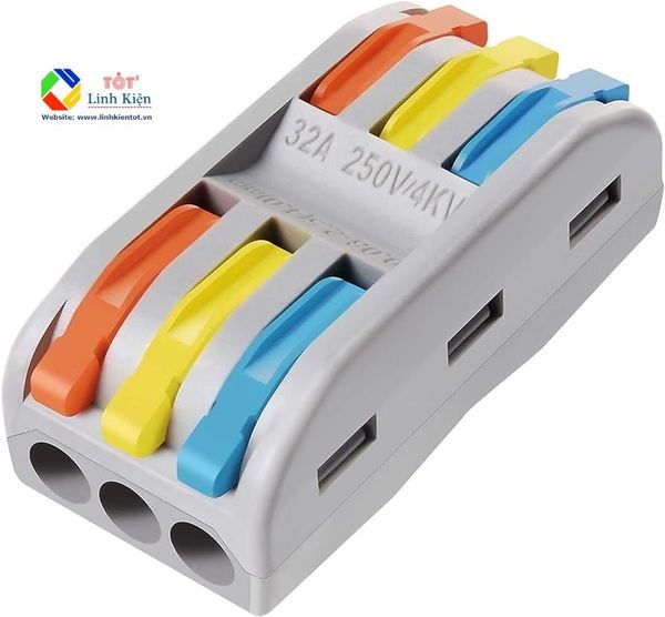 Đầu nối dây PCT-2-3 3 khe Wire Connector 250V 32A/4KV - Cút nối dây điện nhanh 3 khe loại tốt