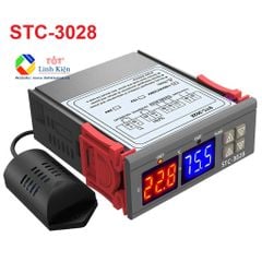 Bộ điều khiển, khống chế nhiệt độ độ ẩm STC-3028 đầu dò kép 220V 10A