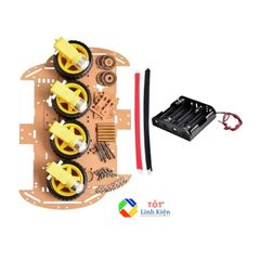 Bộ khung xe robot 4 bánh 2 tầng STEM Robot DIY