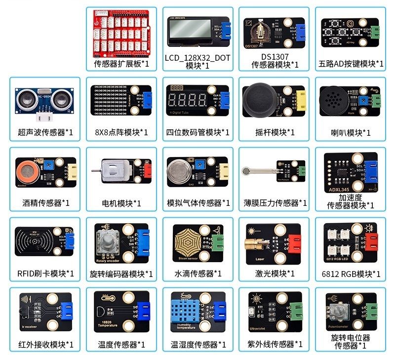42 in 1 Sensor Kit -  Bộ 42 cảm biến học tập Arduino, STEM, Scartch cao cấp, hàng chính hãng KEYES