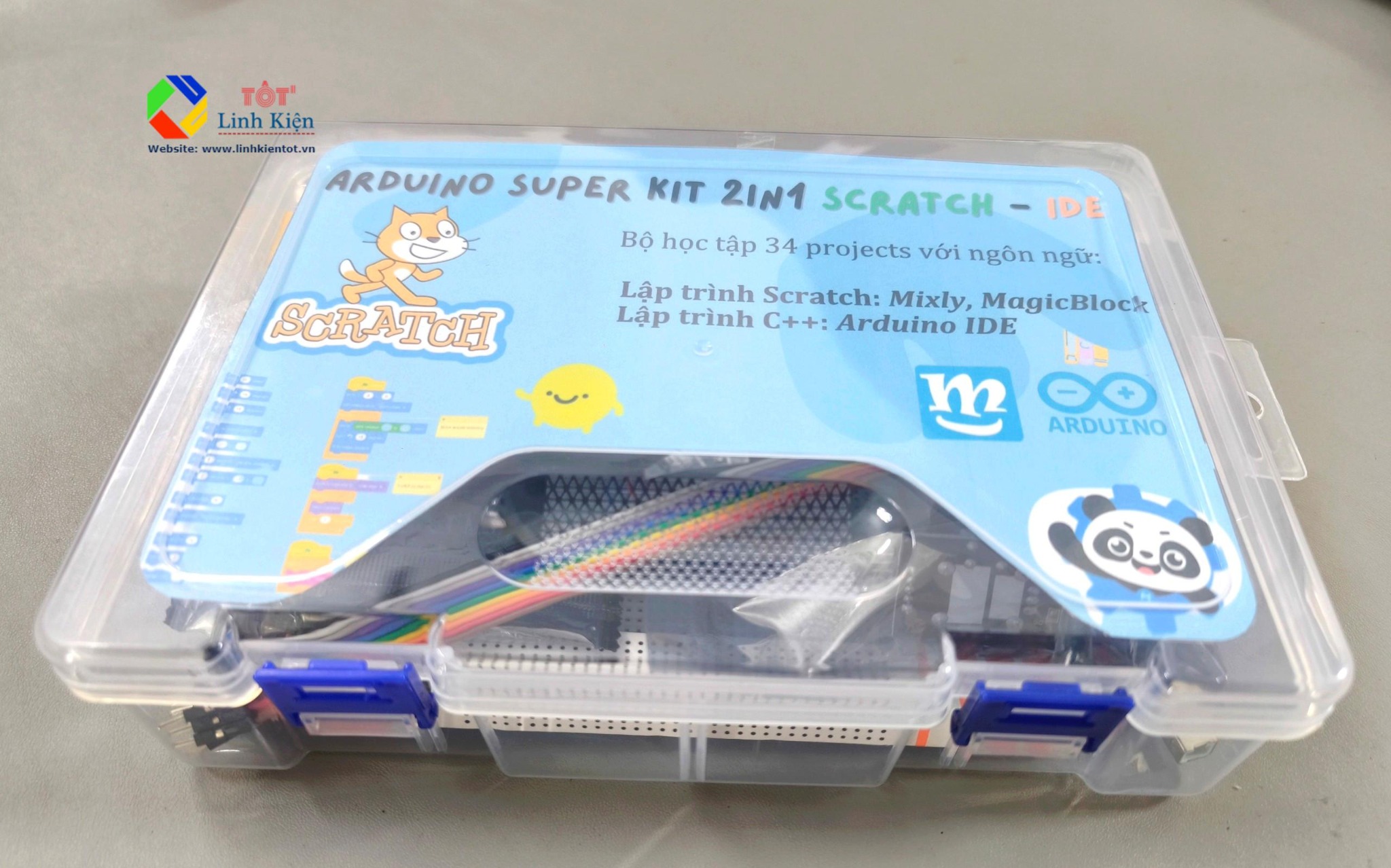Bộ học tập Arduino Supper KIT 2 in 1 Scratch, IDE Kèm Tài Liệu