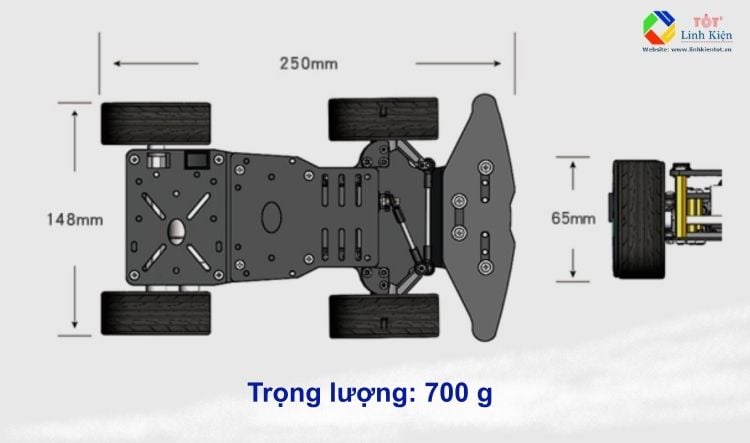 Bộ khung xe thể thao kim loại 4 bánh - Frame Sport Car 4WD arduino