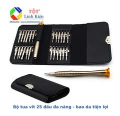 [25 in 1] Bộ tua vit đa năng 25 đầu - bộ tô vít sửa chữa điện thoại máy tính mini bỏ túi kèm ví da