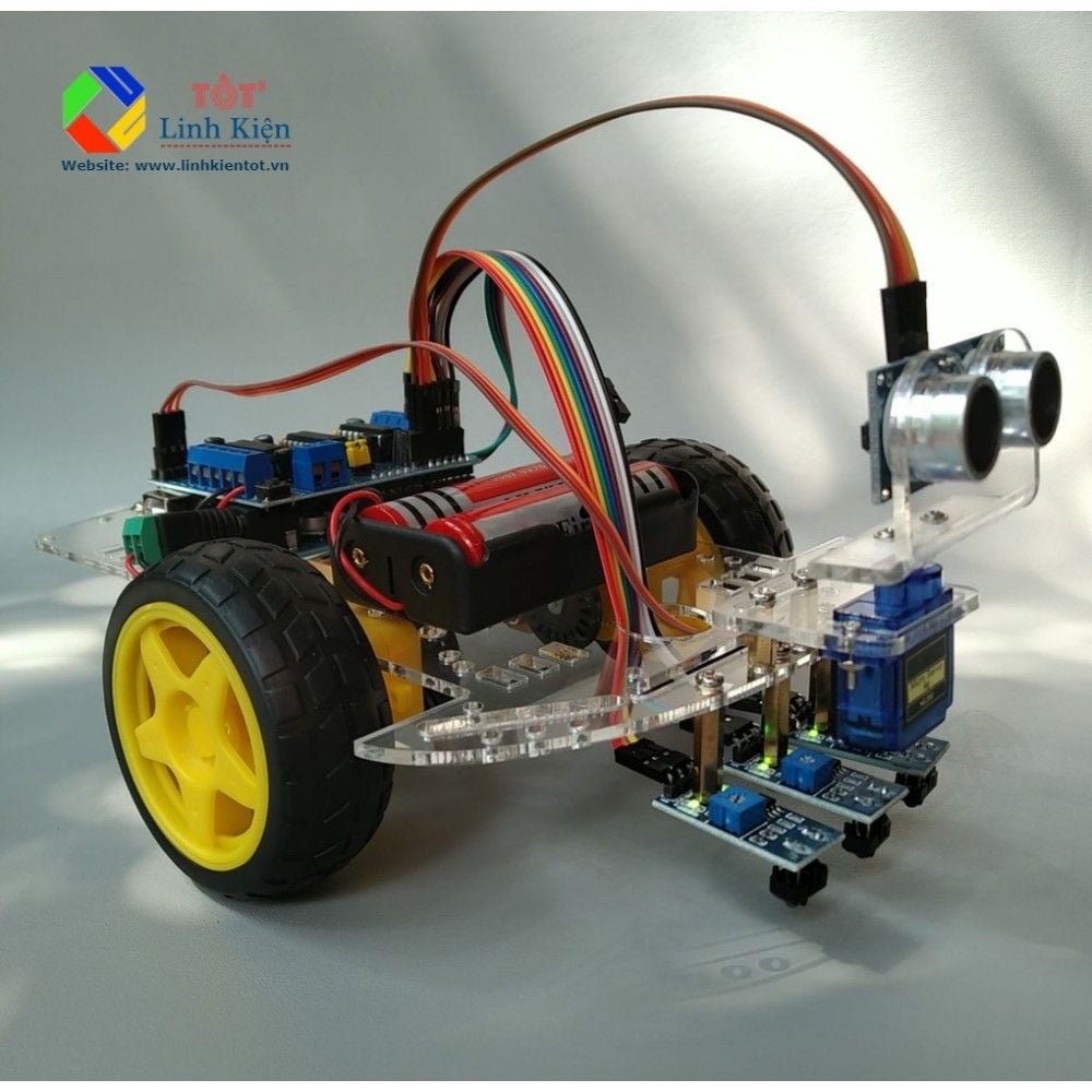 Bộ Xe Arduino Car Robot 3 chức năng - Dò Line, Tránh Vật Cản, Điều Khiển Từ Xa [Xe dò đường Car kit 6]