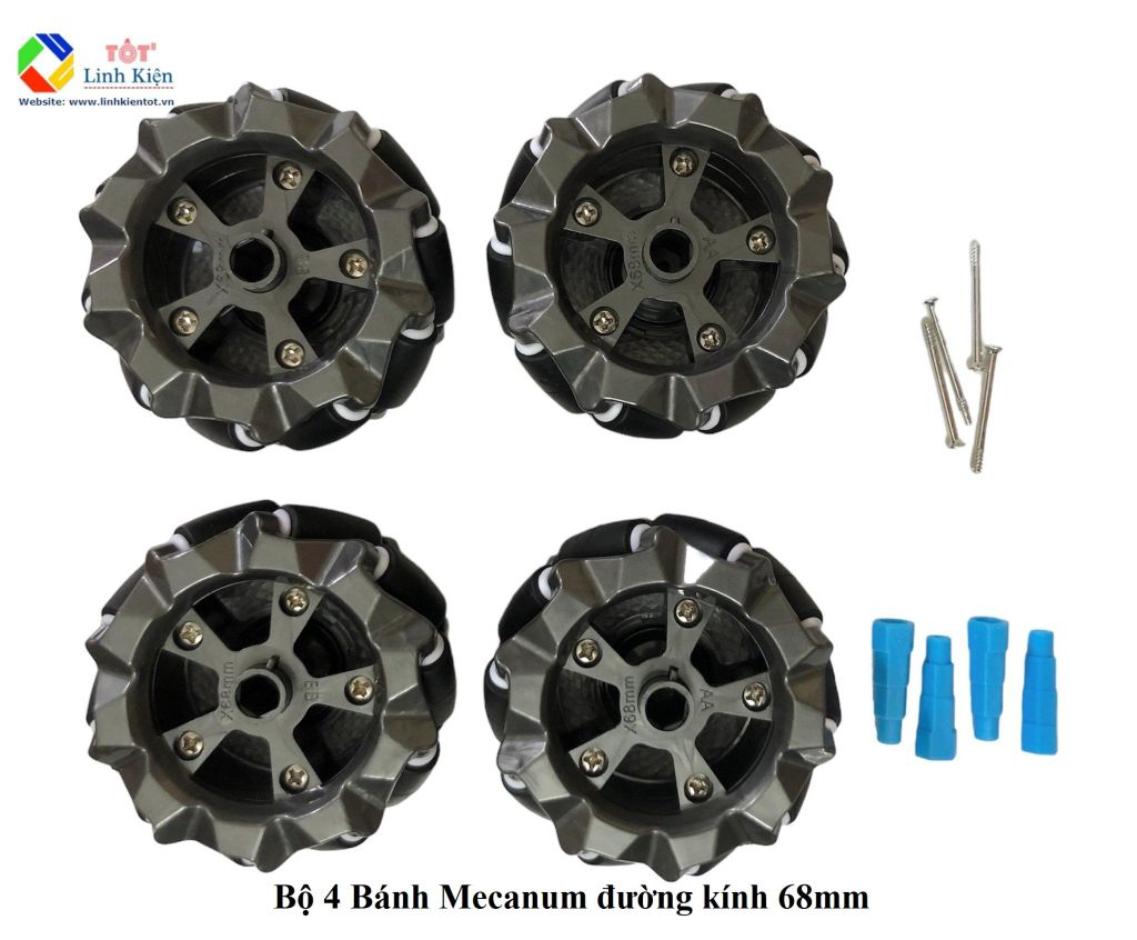 [Rẻ vô địch] Bộ 4 bánh xe đa hướng mecanum - đường kính 52mm, 60mm 80mm, 96mm, 100cm