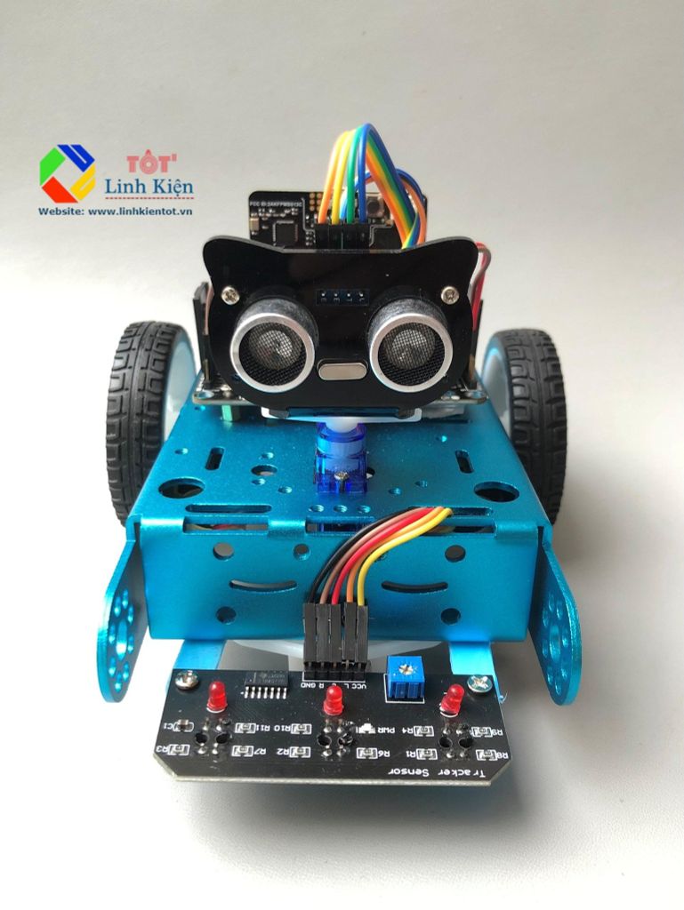 Bộ Xe Robot Microbit Khung Nhôm - Xe BBC Micro:bit Stem Dò Đường, Tránh Vật Cản, Điều Khiển Từ Xa Qua Điện Thoại