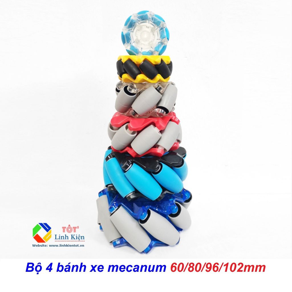 [Rẻ vô địch] Bộ 4 bánh xe đa hướng mecanum - đường kính 52mm, 60mm 80mm, 96mm, 100cm