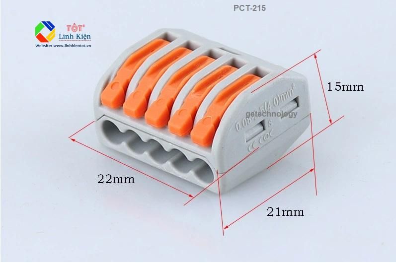 Đầu nối dây điện nhanh PCT-215 5 khe Wire Connector 250V 32A/4KV - Cút nối dây điện nhanh loại tốt