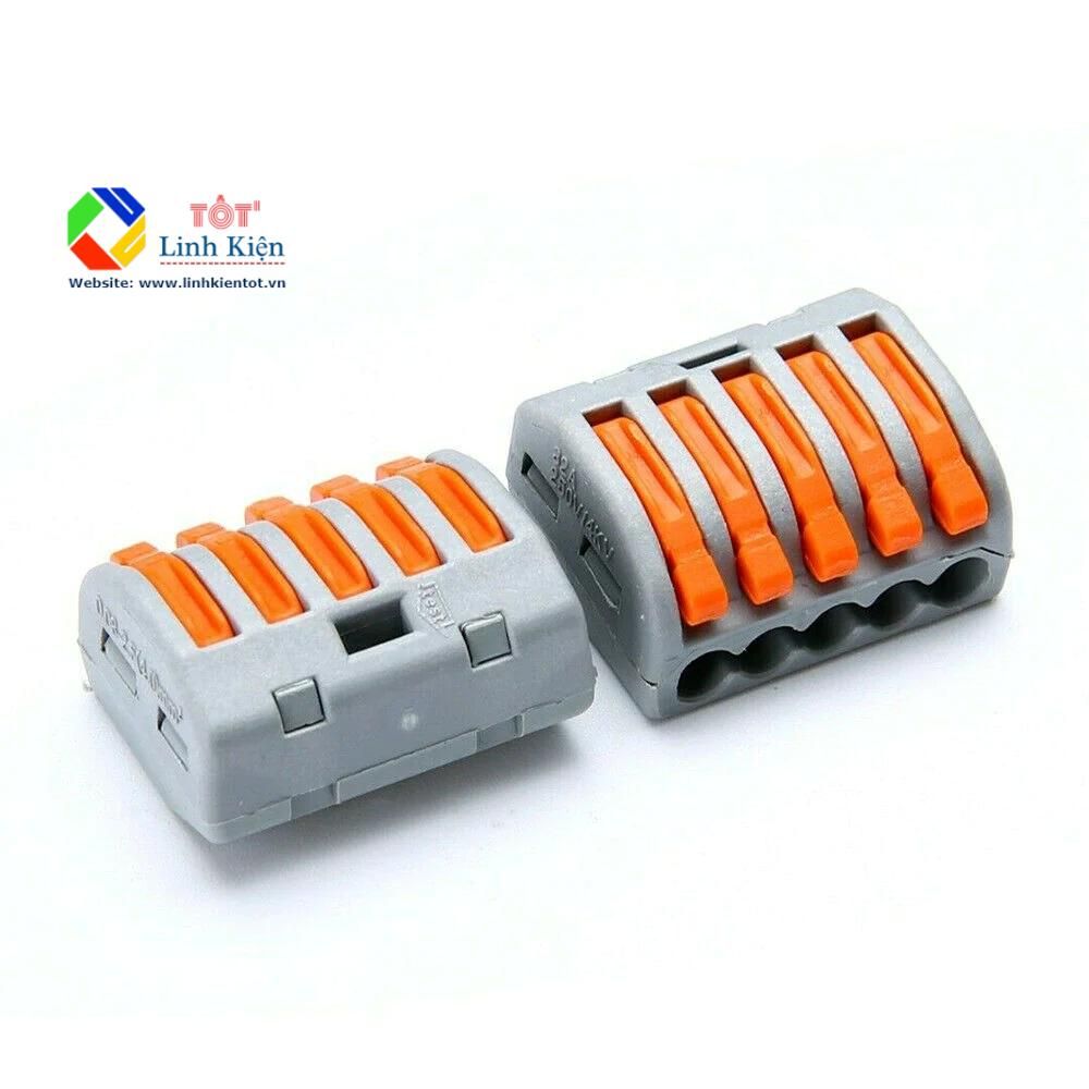 Đầu nối dây điện nhanh PCT-215 5 khe Wire Connector 250V 32A/4KV - Cút nối dây điện nhanh loại tốt