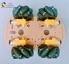 Bộ khung xe 4 bánh Mecanum 60/80mm 1 tầng khung mica đầy đủ - Xe STEM Arduino