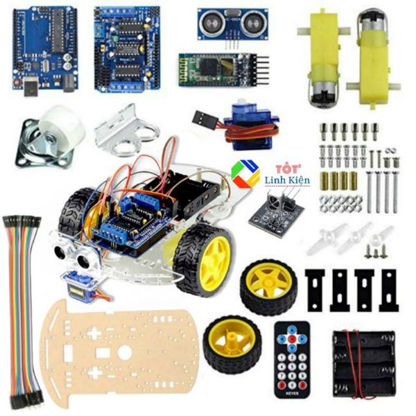 Bộ Xe Thông Minh Điều Khiển Qua Bluetooth, Hồng Ngoại (Car 3) - Smart Car KIT Arduino DIY 3