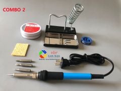 Combo mỏ hàn nhiệt điều chỉnh nhiệt độ 936 60W + 3 mũi hàn + cuộn thiếc + nhựa thông + giá đỡ + bọt biển