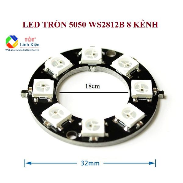 Mạch LED RGB WS2812 5050 vòng tròn 8 bit - led rgb tròn 8 kênh driver tích hợp