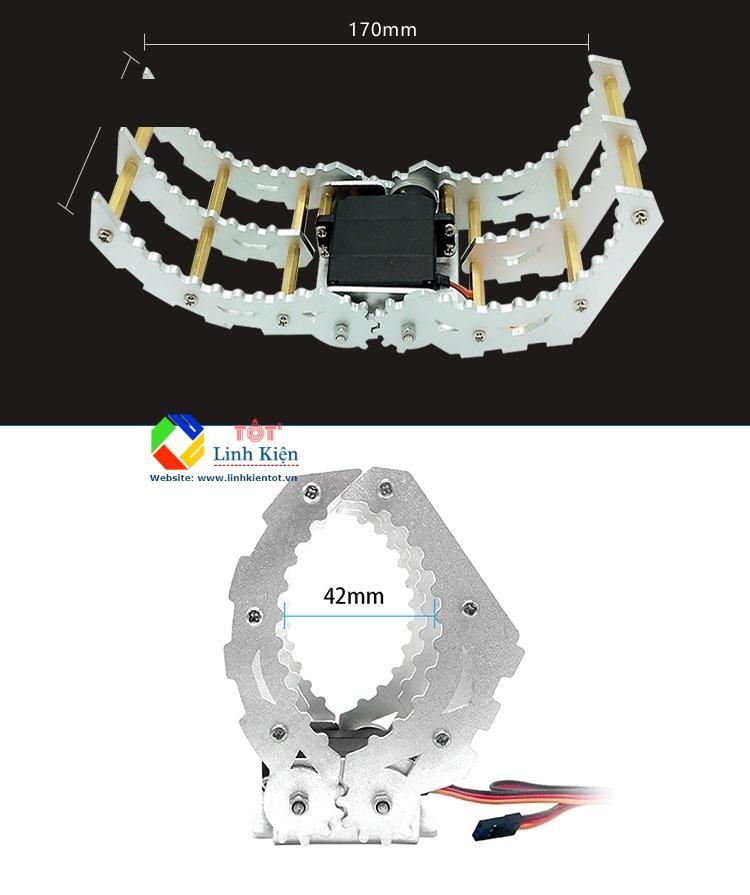 Mỏ kẹp kim loại cho cánh tay robot loại lớn, tương thích động cơ MG995, MG996