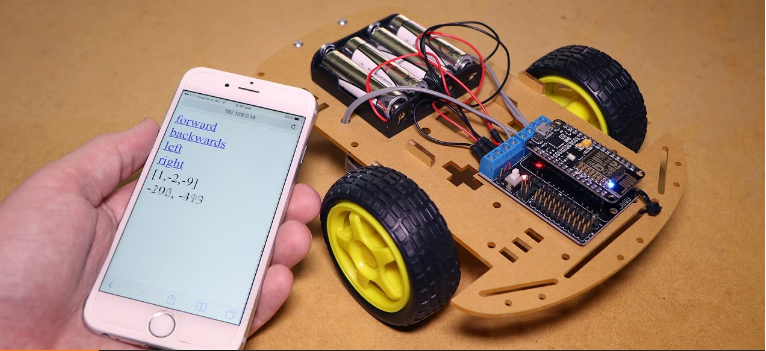 Bộ xe robot hai bánh điều khiển wifi DIY - sử dụng Kit ESP8266 NodeMCU và shield ra chân L293