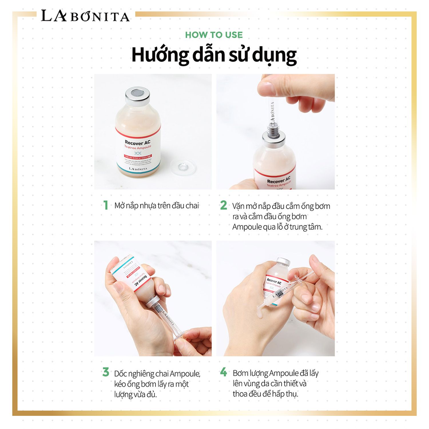  Tinh Chất Tràm Trà Giảm Mụn Kháng Viêm La Bonita Recover AC Tea Tree Ampoule 40ml 