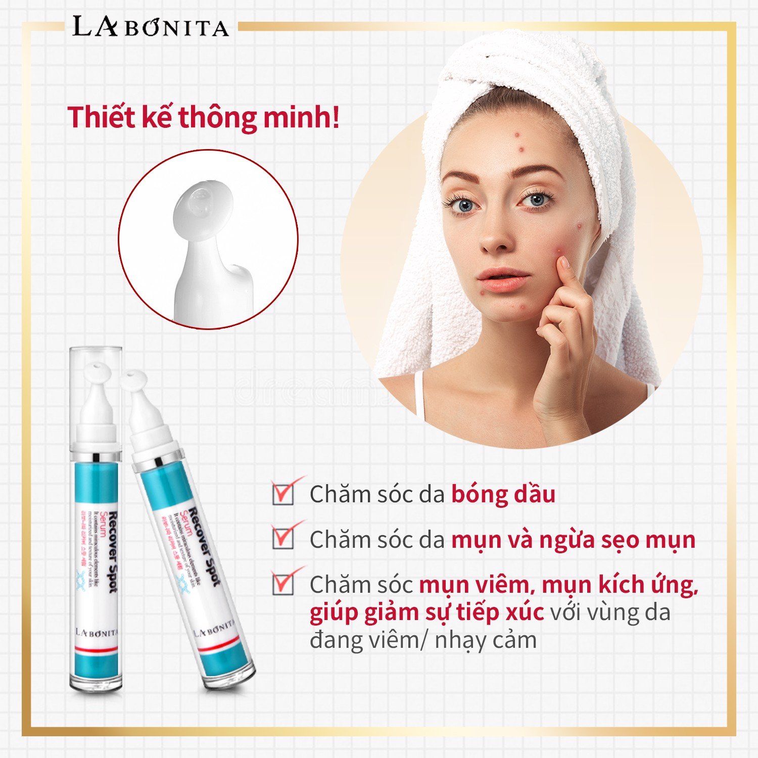 Tinh Chất Chấm Mụn Mờ Thâm La Bonita Recover Spot Serum 15ml