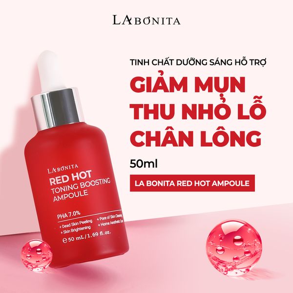  Tinh Chất Dưỡng Sáng Hỗ Trợ Giảm Mụn Thu Nhỏ Lỗ Chân Lông La Bonita Red Hot Ampoule 50ml 