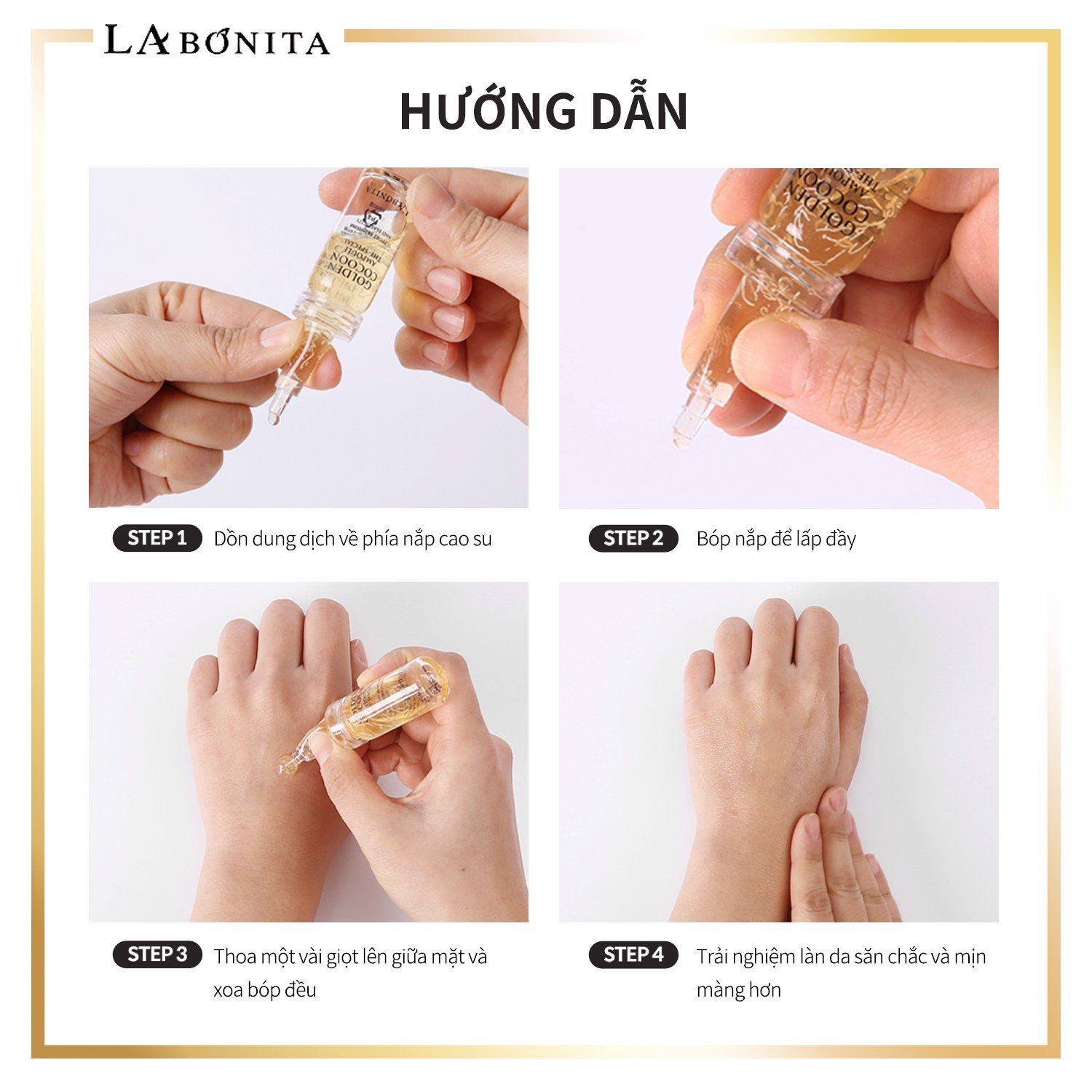  Set 4 Lọ Tinh Chất Kén Tằm Vàng La Bonita Golden Cocoon Ampoule The-Special 