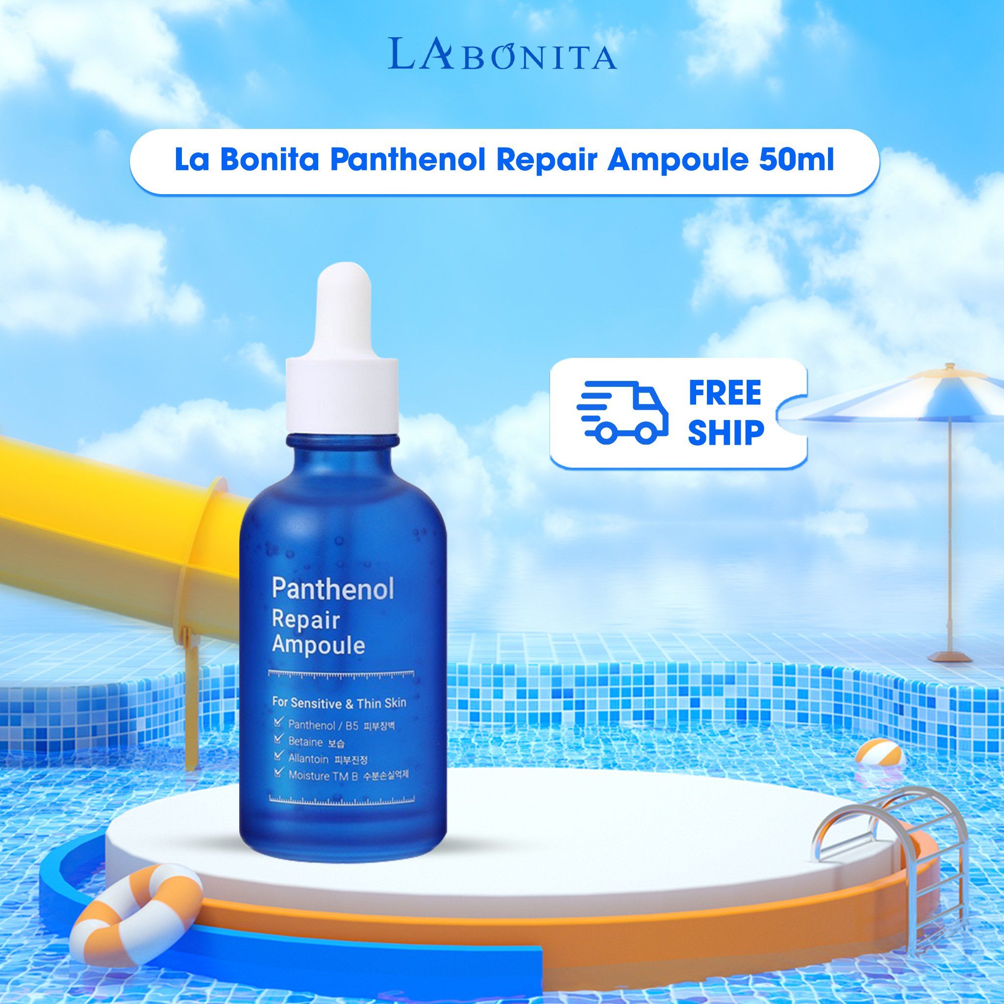  Tinh Chất Hỗ Trợ Phục Hồi Làm Dịu Da La Bonita Panthenol Repair Ampoule 50ml 