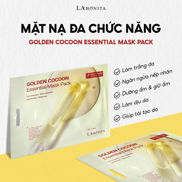  Mặt Nạ Dưỡng Ẩm Sáng Da Cải Thiện Nếp Nhăn La Bonita Golden Cocoon Essential Mask Pack 20g 