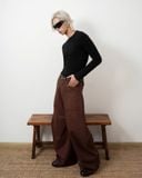  WIDE-LEG PANTS * brownie 