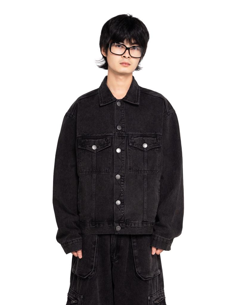  FADED DENIM JACKET * black 