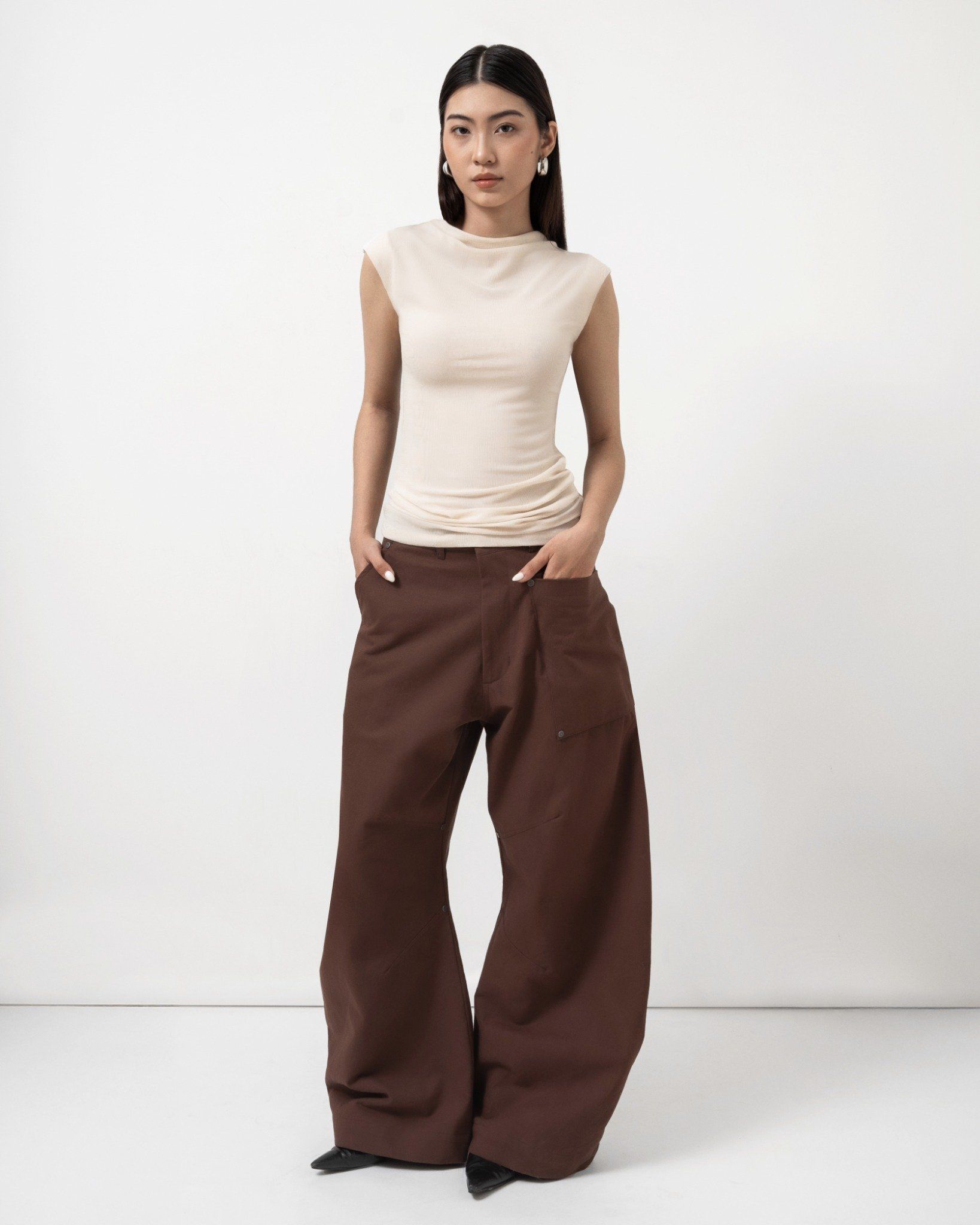  FUNNEL NECK TOP * cream 