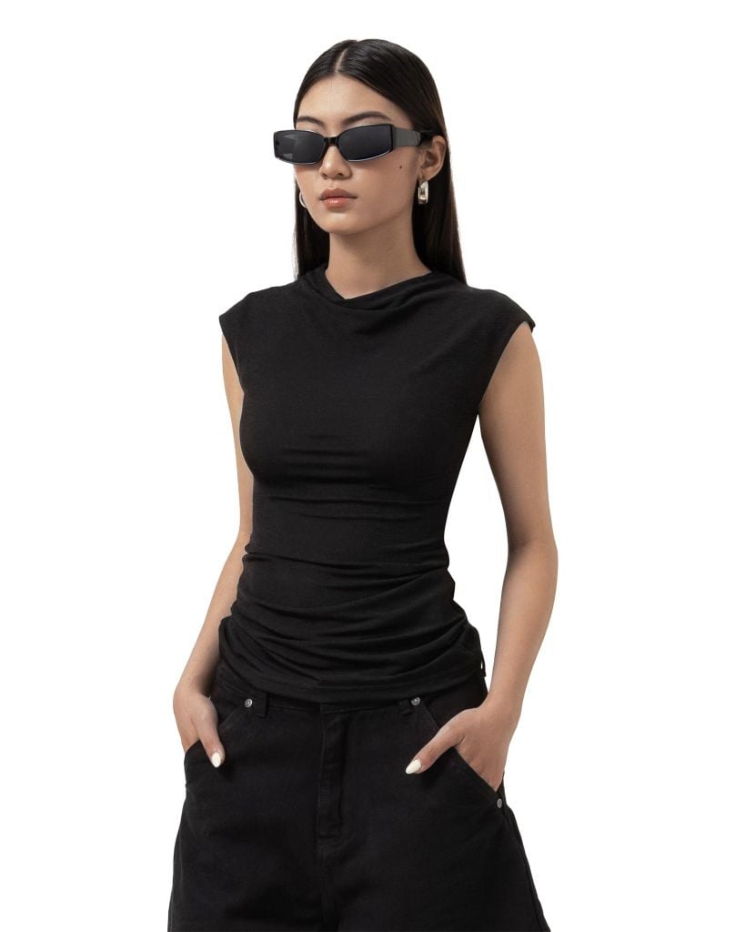  FUNNEL NECK TOP * black 