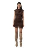  SHEER WRAP MINI DRESS * brownie 