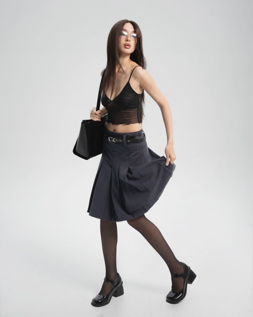  MIDI PLEAT SKIRT * grey 