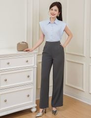 Quần âu nữ ống rộng cạp thân trước may can chữ V