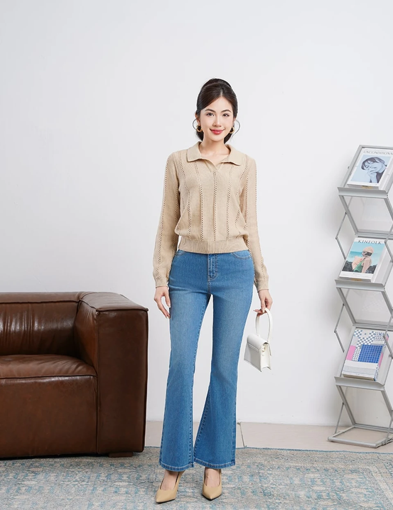 Áo len cổ bẻ nữ WAL003W4