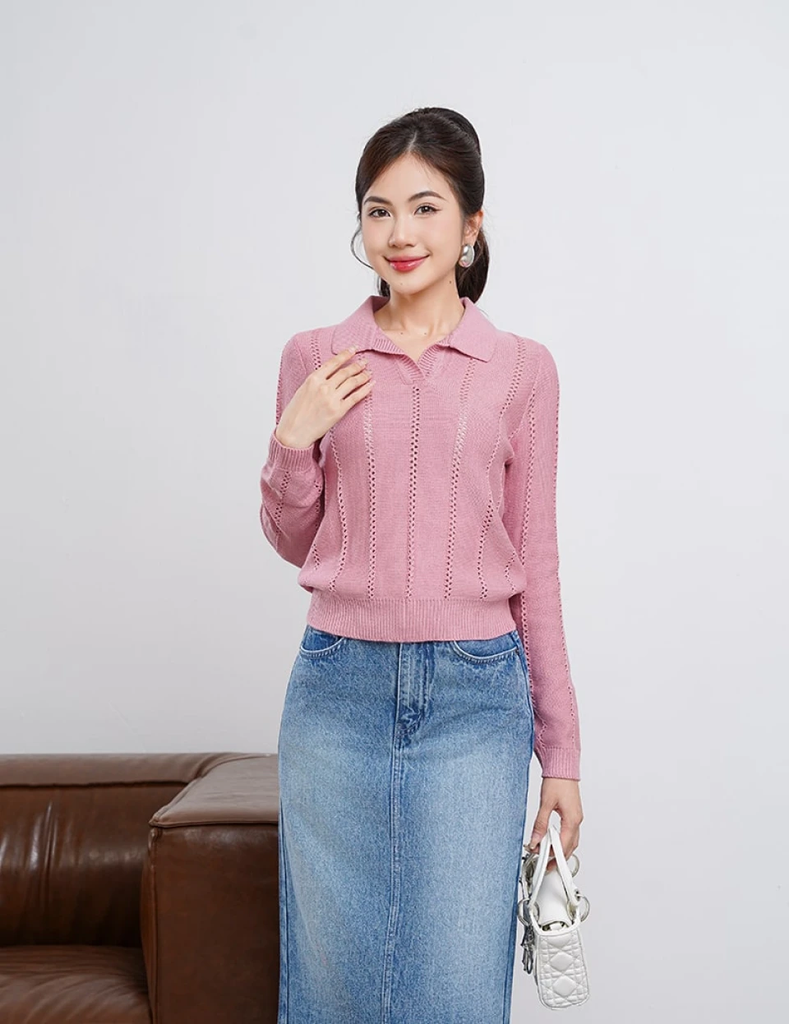Áo len cổ bẻ nữ WAL003W4