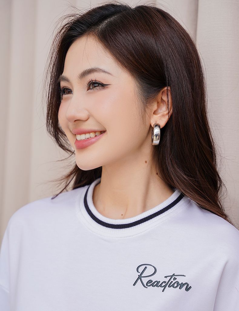 Áo nỉ cổ tròn nữ WAN002W4 dáng suông rộng