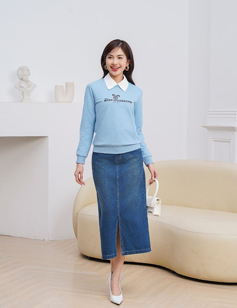 Áo nỉ cổ tròn nữ WAN004W4